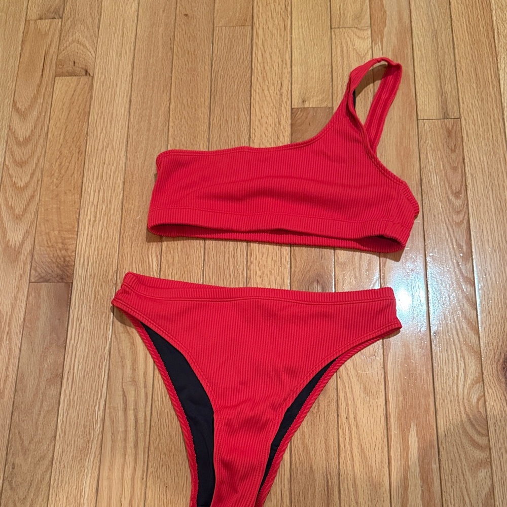 Red One-Shoulder Bikini Set